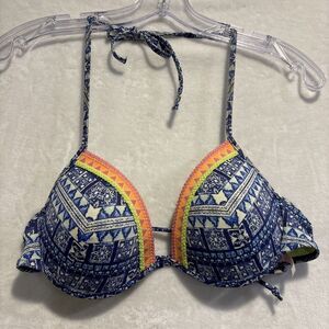 Victoria's Secret The Fabulous Padded Molded Push Up Underwire Swim Top Size 34C